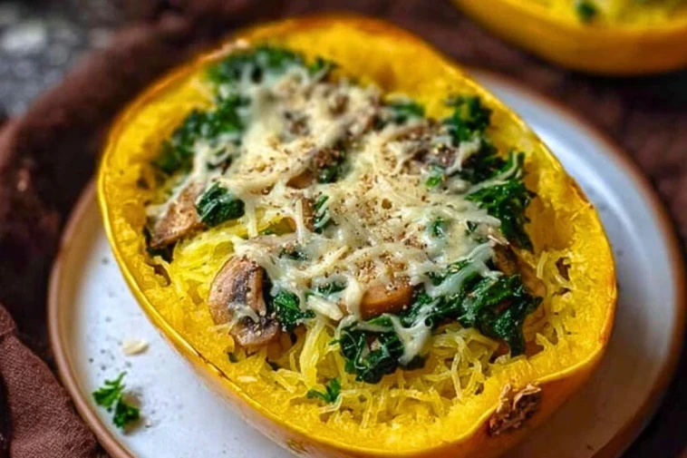 Spaghetti Squash with Spinach and Cheese