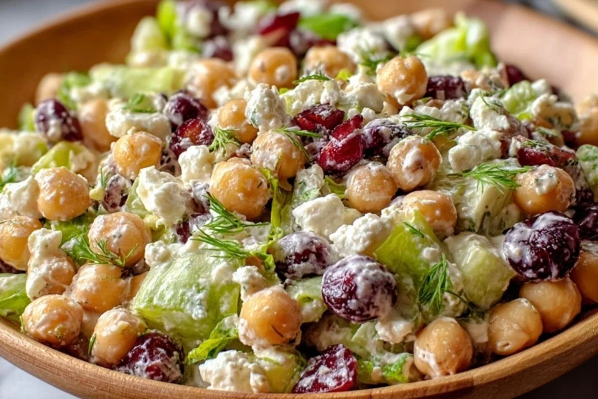 Chickpea Cranberry Salad (Creamy Feta Dressing)