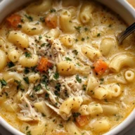 Creamy Chicken Macaroni Cheese Soup