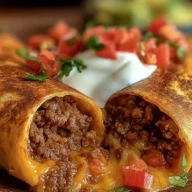 Crispy Cheesy Beef Chimichangas