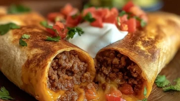 Crispy Cheesy Beef Chimichangas