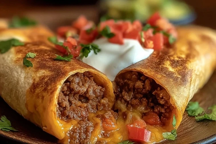 Crispy Cheesy Beef Chimichangas