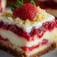 Heavenly Strawberry Shortcake Cheesecake Bars