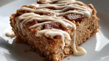 High-Protein Cinnamon Roll Baked Oatmeal