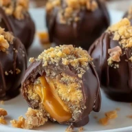 No Bake Caramel Crunch Butterfinger Truffles
