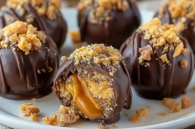 No Bake Caramel Crunch Butterfinger Truffles