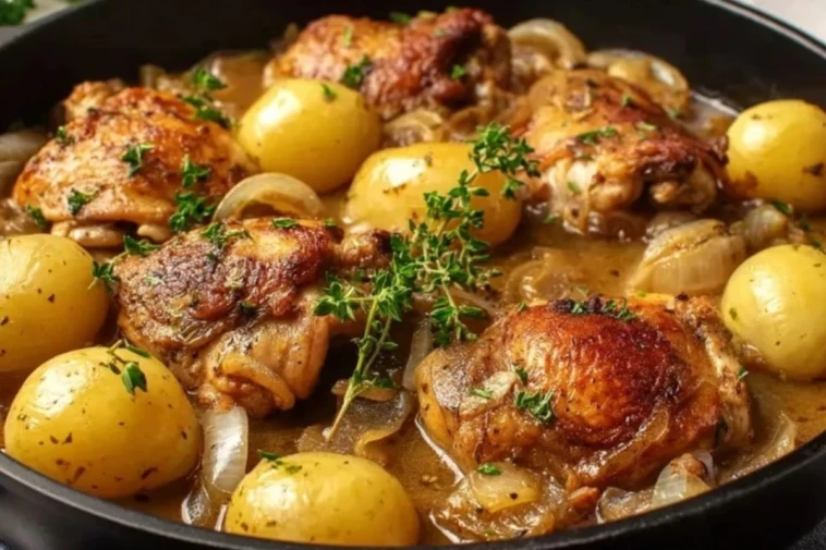 One Pan Chicken and Potatoes with Gravy