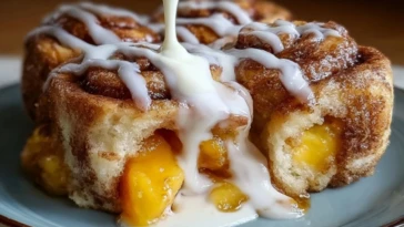 Peach Cheesecake Cinnamon Rolls