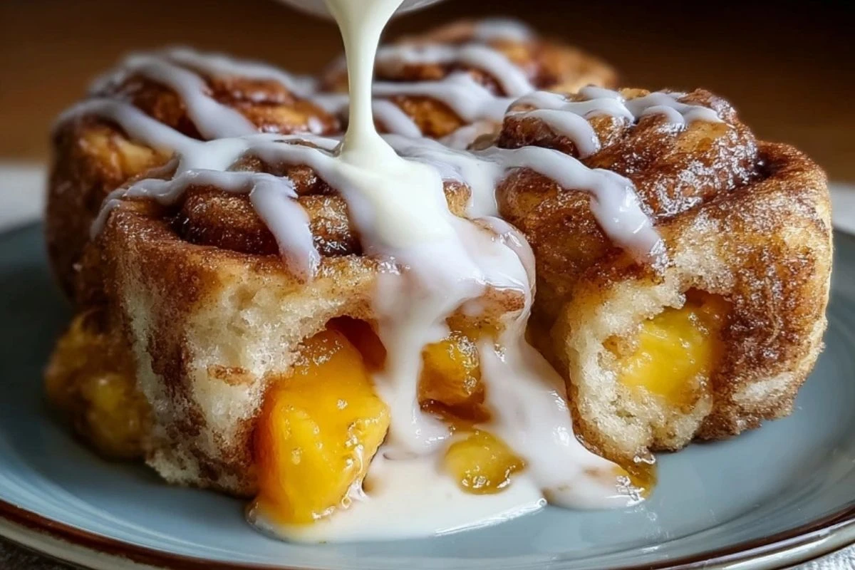 Peach Cheesecake Cinnamon Rolls