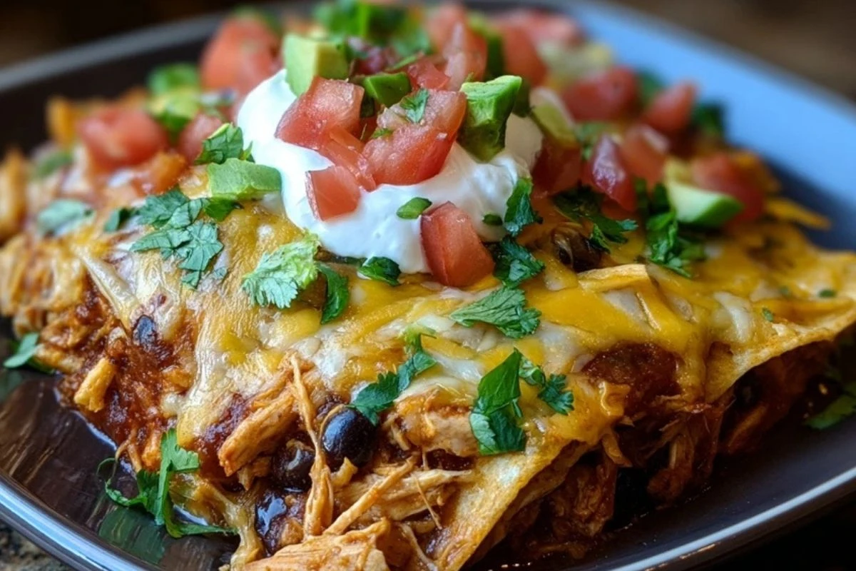 Slow Cooker Chicken Enchilada Casserole