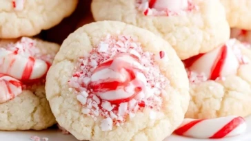 Candy Cane Kiss Cookies