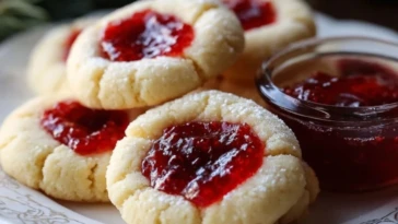 Christmas Thumbprint Cookies with Raspberry Jam