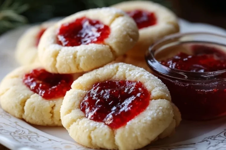Christmas Thumbprint Cookies with Raspberry Jam