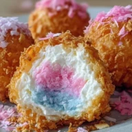 Crispy Cotton Candy Cheesecake Bombs