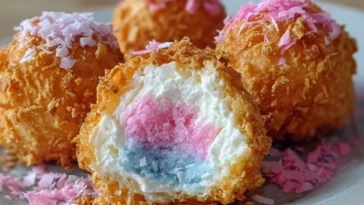Crispy Cotton Candy Cheesecake Bombs