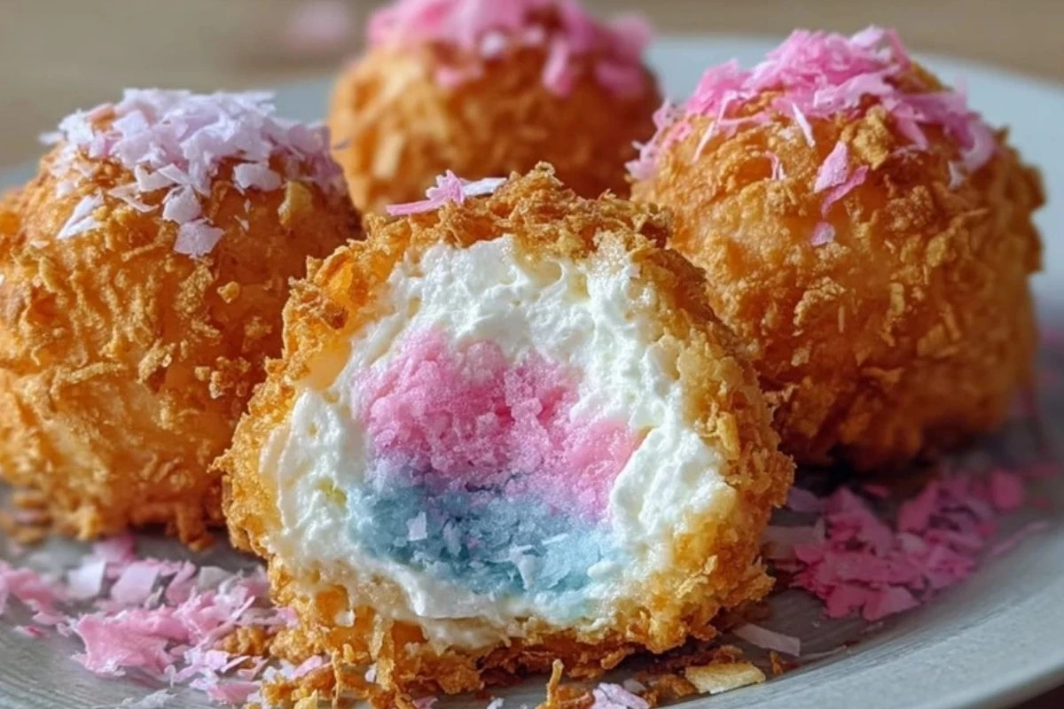 Crispy Cotton Candy Cheesecake Bombs