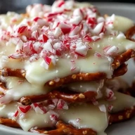 Easy White Chocolate Peppermint Pretzel Crisps