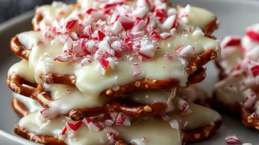 Easy White Chocolate Peppermint Pretzel Crisps