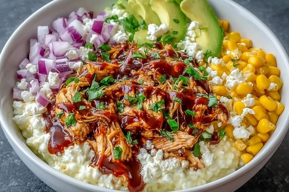 High Protein BBQ Chicken Cottage Cheese Bowl