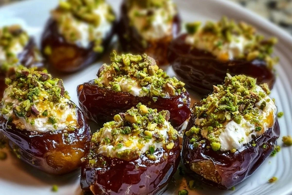Honey Pistachio Ricotta Stuffed Dates