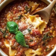 Quick Lentil Lasagna Soup