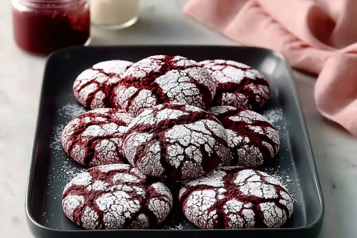 Quick Red Velvet Crinkle Cookies
