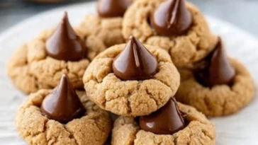 Soft Peanut Butter Cookies With Chocolate Kisses