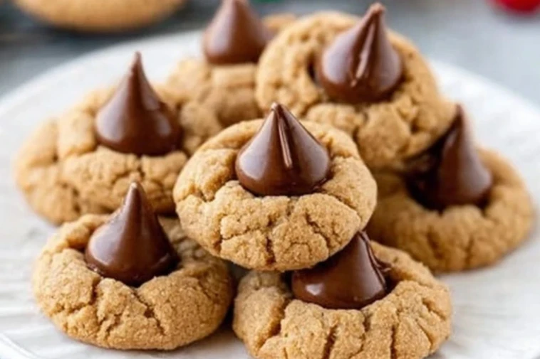 Soft Peanut Butter Cookies With Chocolate Kisses