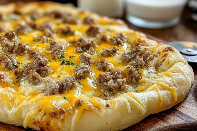 Delicious Sausage Gravy Crescent Roll Breakfast Pizza