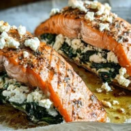Delicious Spinach and Feta Stuffed Salmon
