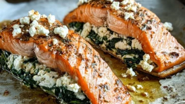 Delicious Spinach and Feta Stuffed Salmon