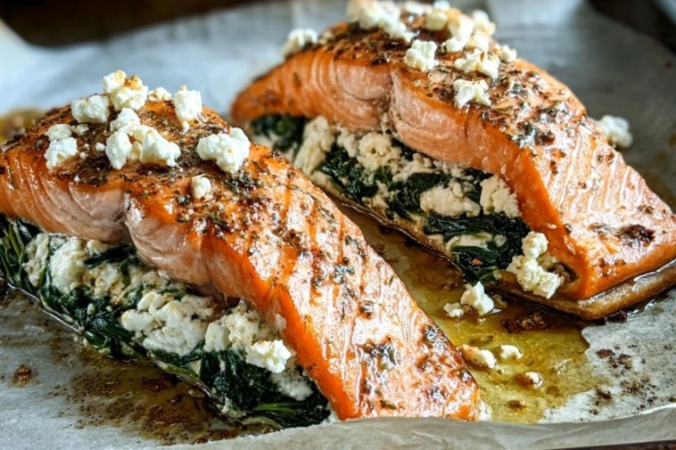 Delicious Spinach and Feta Stuffed Salmon
