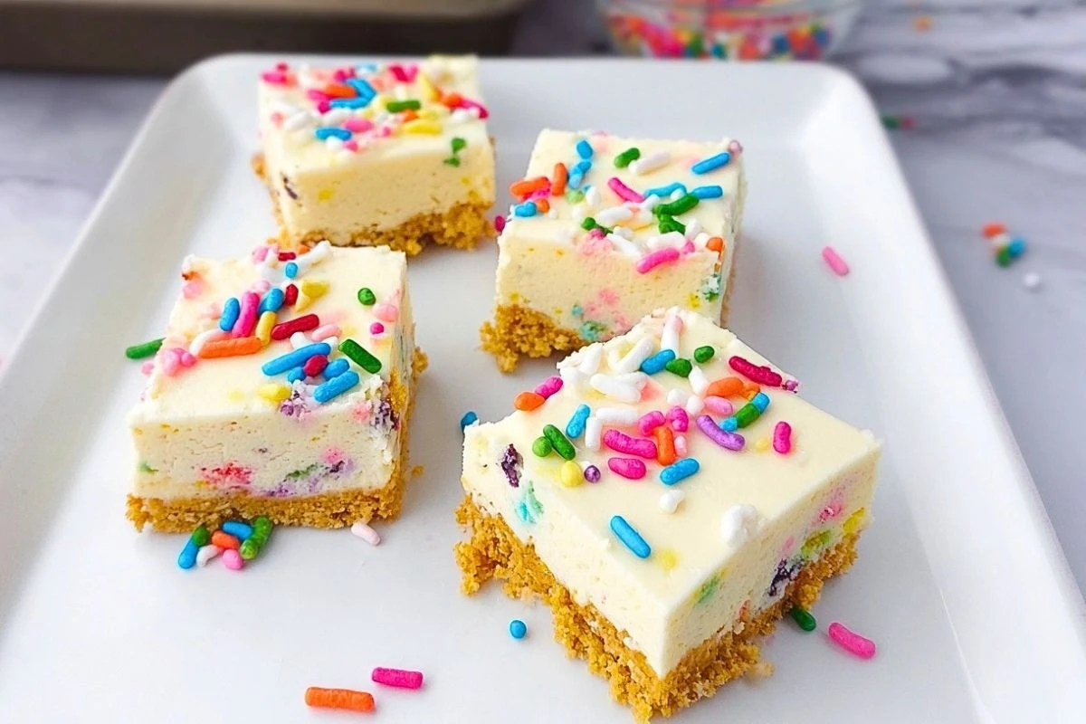 Easter Funfetti Cheesecake Bars