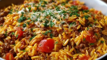 One-Pan Ground Beef Orzo Bake