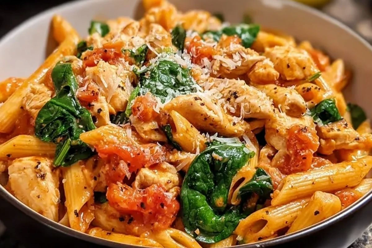 Tomato Spinach Chicken Pasta